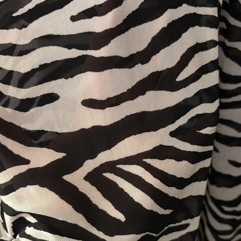 Zebra Print Mesh Button Up - Picture 4 of 9